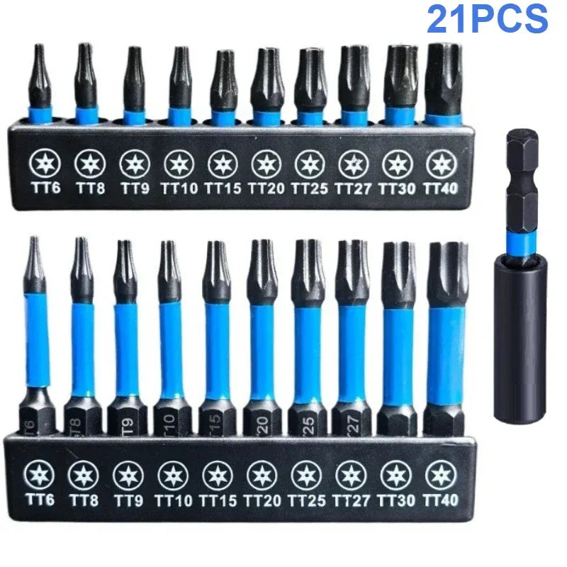 21/10PCS Star Impact Drill Bit Set S2 Steel Hex Head Shank Magnetic Screwdriver Driver Bits Holder Wrench Electric Drill Tools