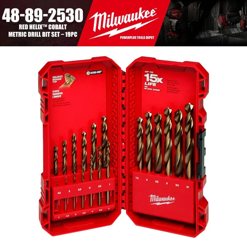 Milwaukee 48-89-2530 RED HELIX Cobalt Metric Drill Bit Set – 19PC
