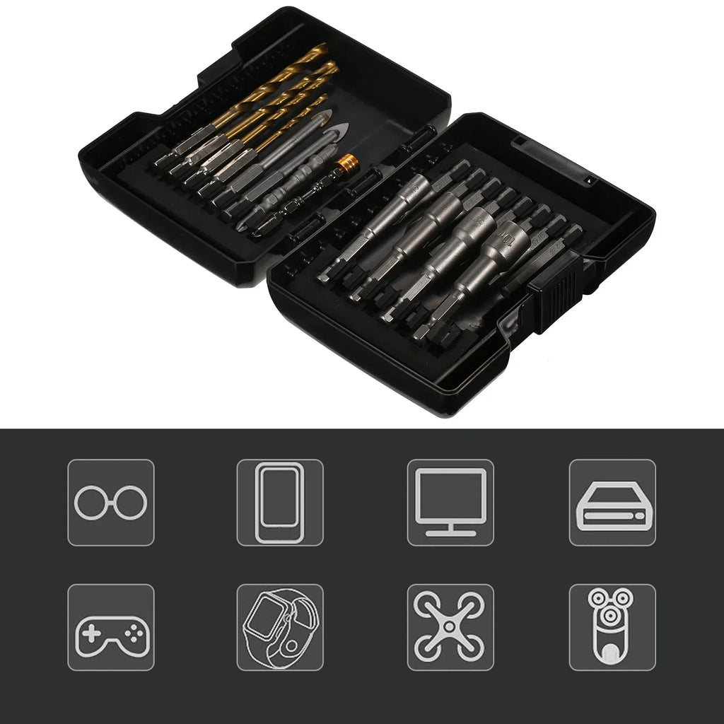 15PCS Drill Bit Set Screwdriver Bit Set Impact Driver Bit Set for Wood, Metal Steel and Security Screwdriver Bits for Power Tool