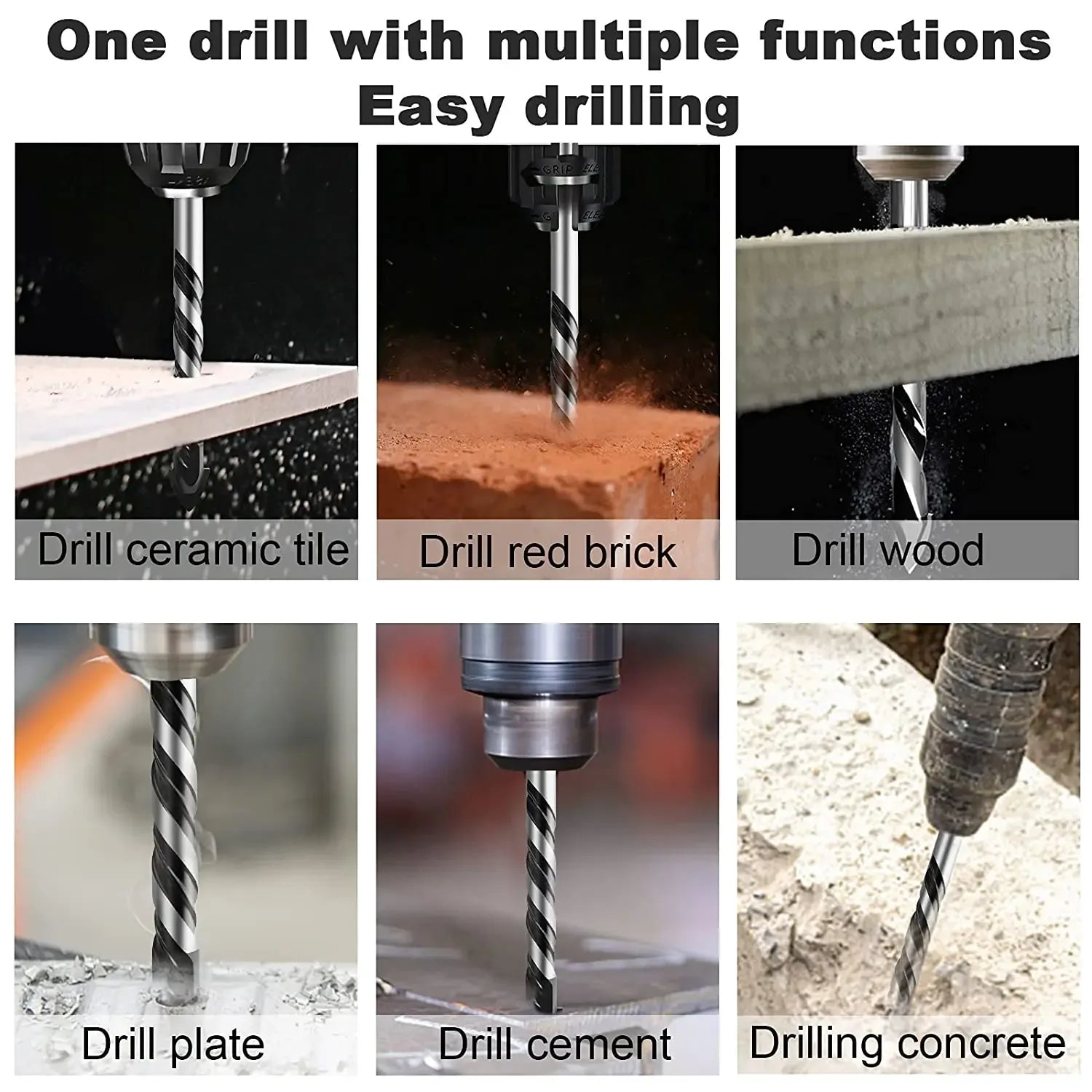 3-12mm Threaded Triangle Tungsten Steel Wall Tile Concrete Drilling Bit Household Marble Overlord Diamond Hand Electric Drill