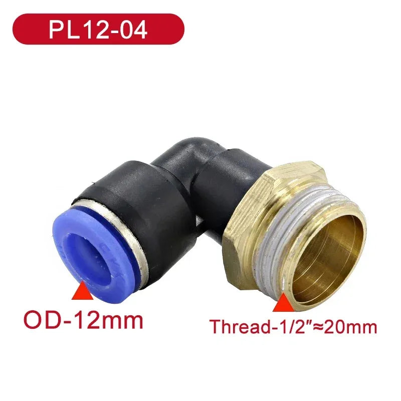 5Pcs SL Water Air Hose Pneumatic Air Connector 1/8 "1/4" 3/8 "1/2" Male Thread Elbow Pneumatic Fitting 4/6/8/10/12mm