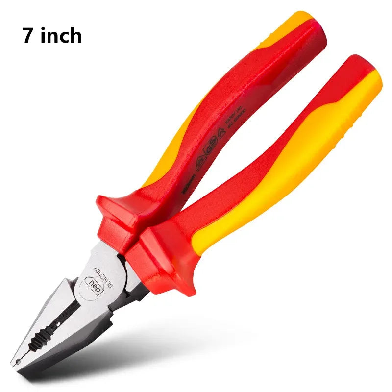 Deli 1000V VDE Insulated Pliers – Diagonal, Long Nose & Wire Cutter