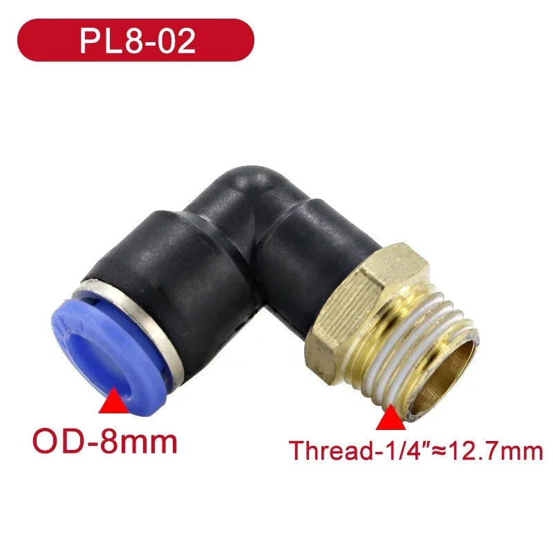 5Pcs SL Water Air Hose Pneumatic Air Connector 1/8 "1/4" 3/8 "1/2" Male Thread Elbow Pneumatic Fitting 4/6/8/10/12mm