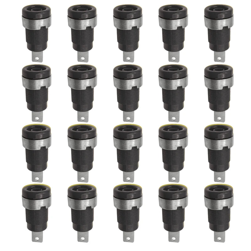 20PCS Insulated Safety 32A 4mm Banana Socket Terminal 5 Colors Female Jack Panel Mount Socket Binding Post Wire Connector